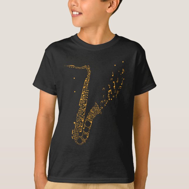Camiseta Nota Musical Saxofônica Instrumento Saxofonista (Frente)