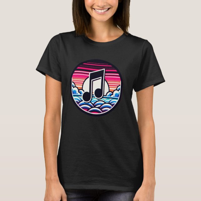 Camiseta Nota Musical Sobre Nuvens Estilizadas E Aestheti S (Frente)