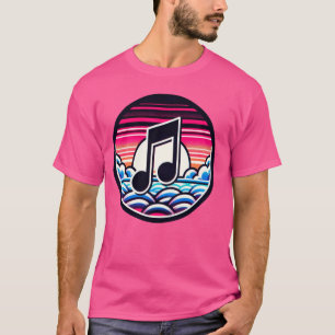 Camiseta Nota Musical Sobre Nuvens Estilizadas E Estética D