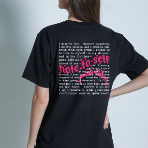 Camiseta Nota Para Si Mesmo, Autoamor, Consciência Mental