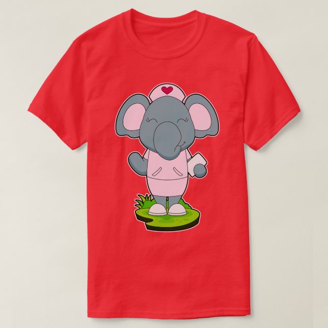 Camiseta Nota sobre Enfermeira de Elefante (Frente do Design)