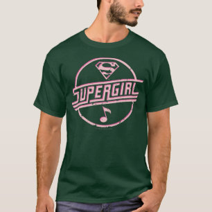 Camiseta Nota sobre Música Rosa Supergirl