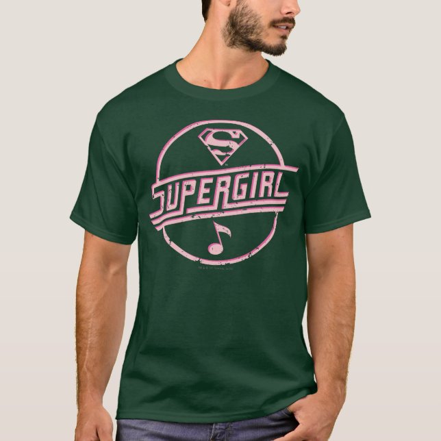Camiseta Nota sobre Música Rosa Supergirl (Frente)