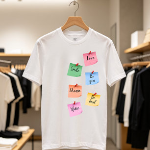 Camiseta Notas Adhesivas Coloridas Arte de Motivação Positi