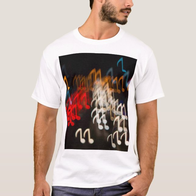 Camiseta Notas de abstrato musical: luzes de fundo (Frente)