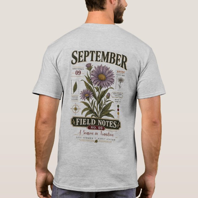 Camiseta Notas de Campo de Setembro Nº 09 Flor de Áster Vin (Verso)