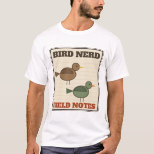 Camiseta Notas de Campo do Apaixonado por Aves Esboço de Ob