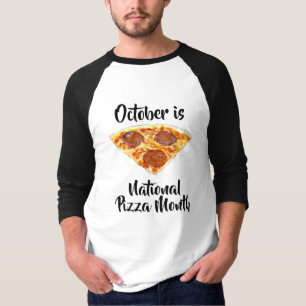 Camiseta Notas de Comida Engraçadas do Mês da Pizza Naciona