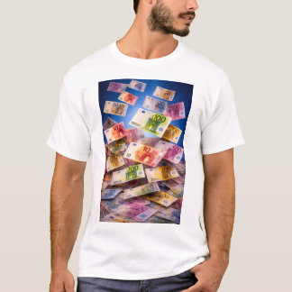 Camiseta Notas de Euro Flutuantes – Chuva de Dinheiro Abstr