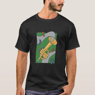 Camiseta notas de instrumentos saxofone de música jazz