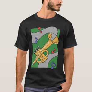Camiseta notas de instrumentos saxofone de música jazz