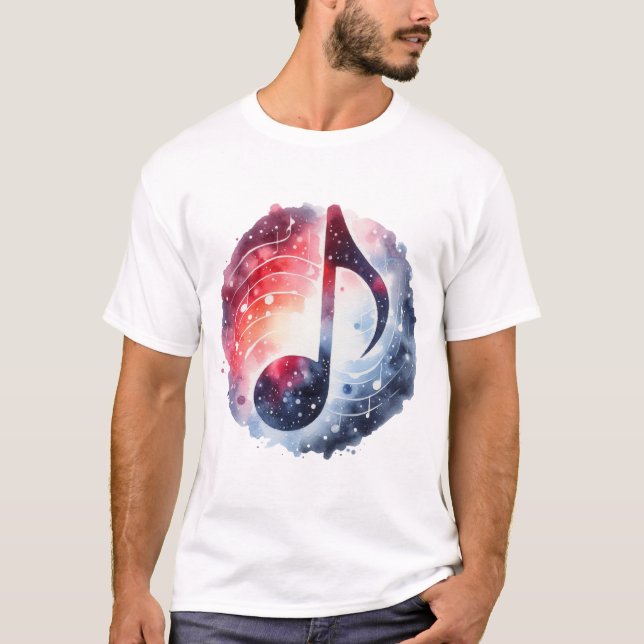 Camiseta Notas de Música Arte Digital Watercolor (Frente)