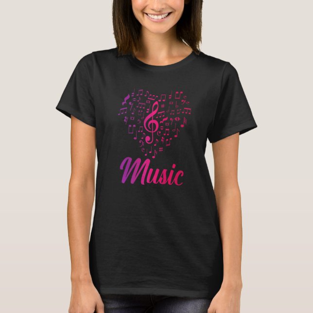 Camiseta Notas de Música Coração (Frente)