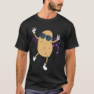 Camiseta Notas de Música Dançante de Potatoa Cute Vegetable