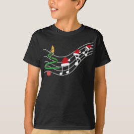 Camiseta Notas de Música de Natal Santa Hat Treble Clef