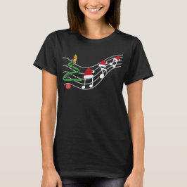Camiseta Notas de Música de Natal Santa Hat Treble Clef