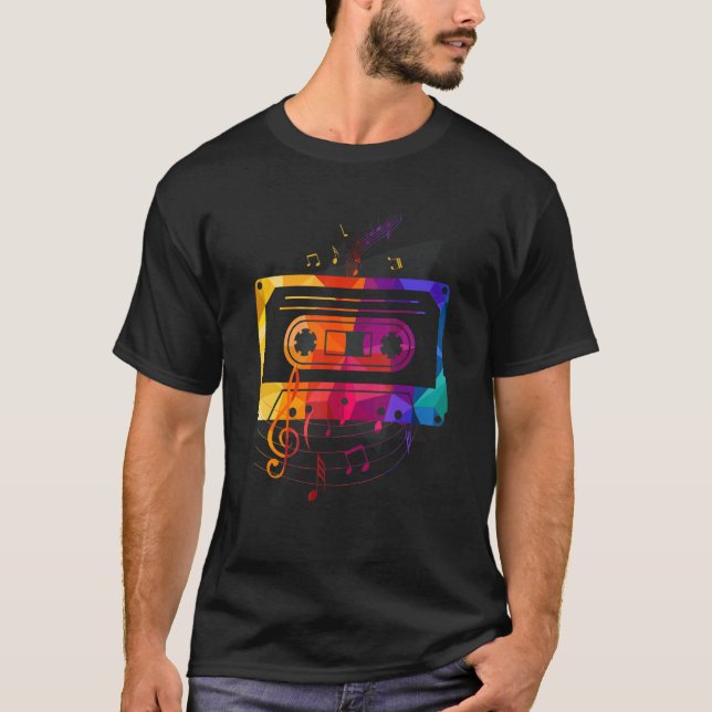 Camiseta Notas de música do Retro anos 80 90 Misturas de fi (Frente)