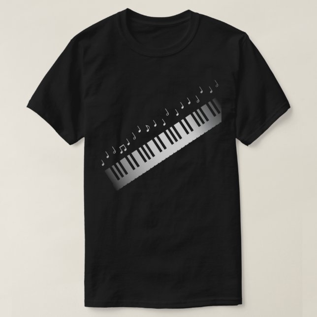Camiseta Notas de Música do Teclado Pianista Piano (Frente do Design)