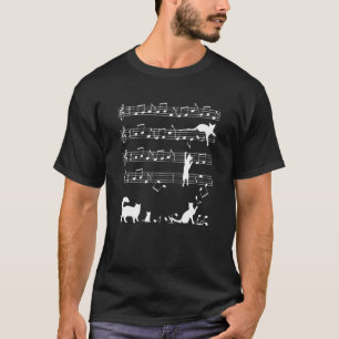 Camiseta Notas De Música E Gatos Malditos Reproduzindo 1