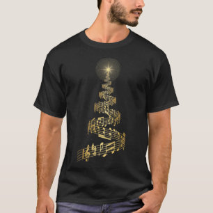 Camiseta Notas de Música em Árvore de Natal T Árvore Musica