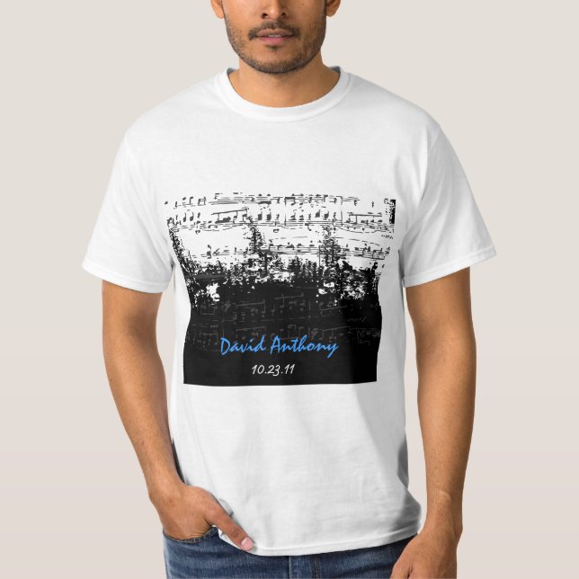 Camiseta Notas de Música Estrelas Bar Mitzvah T Shirt (Frente)