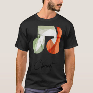 Camiseta Notas de Música Lindas de Clarinete retrô