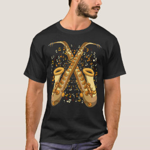 Camiseta Notas de música saxofônicas Jazz Musical Instrumen