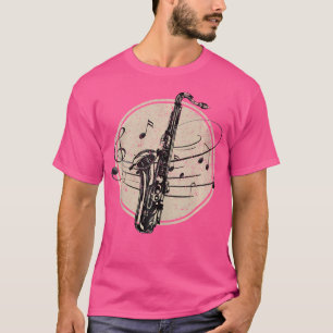 Camiseta Notas de música saxofonista Jazz Musical Vintage S