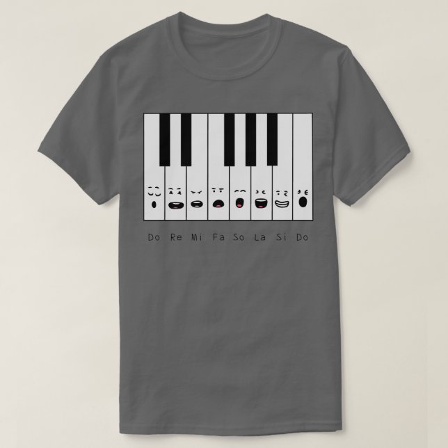 Camiseta Notas de Piano Bonito (Frente do Design)