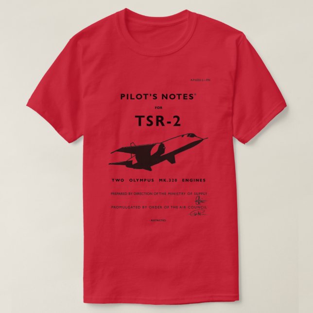 Camiseta Notas de pilotos para TSR2 (Frente do Design)