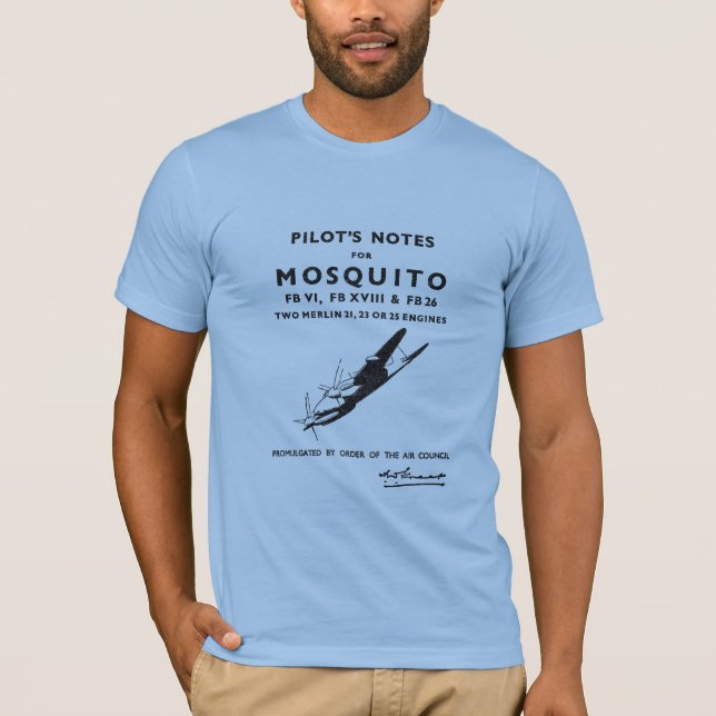 Camiseta Notas do piloto de aeronaves Mosquito (Frente)