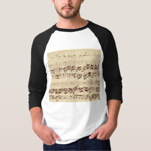 Camiseta Notas Musicais Antigas - Partitura de Bach