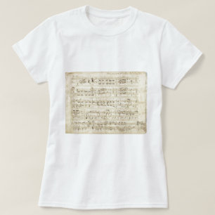 Camiseta Notas Musicais Antigas - Partitura de Chopin