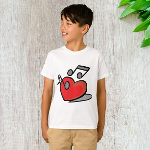 Camiseta Notas Musicais Cantando Coração Vermelho