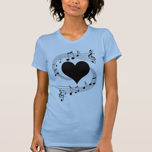 Camiseta Notas musicais coração (Frente)