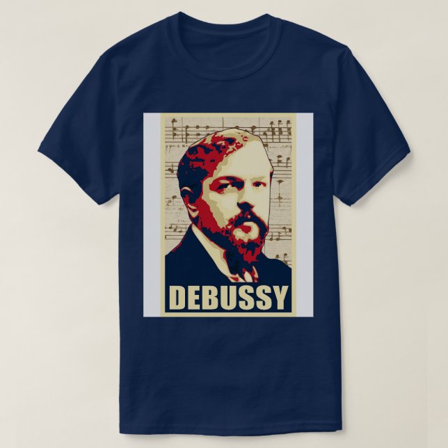 Camiseta Notas musicais de Claude Debussy 1 (Frente do Design)