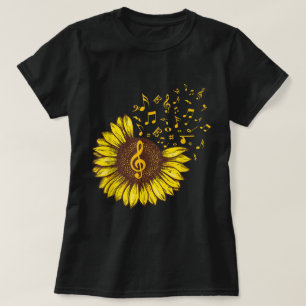 Camiseta Notas Musicais de Girassol Arte Design