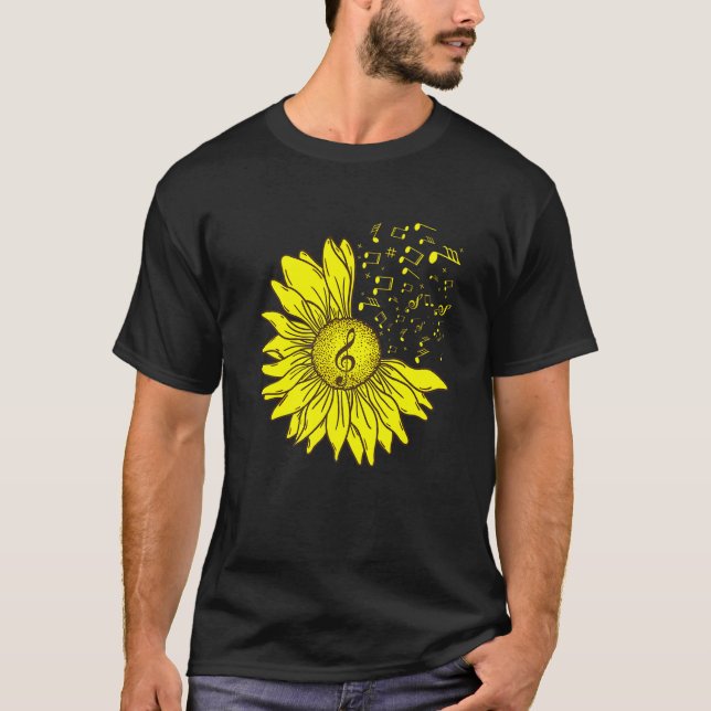 Camiseta Notas Musicais De Sunflower Para Instrumentos Musi (Frente)