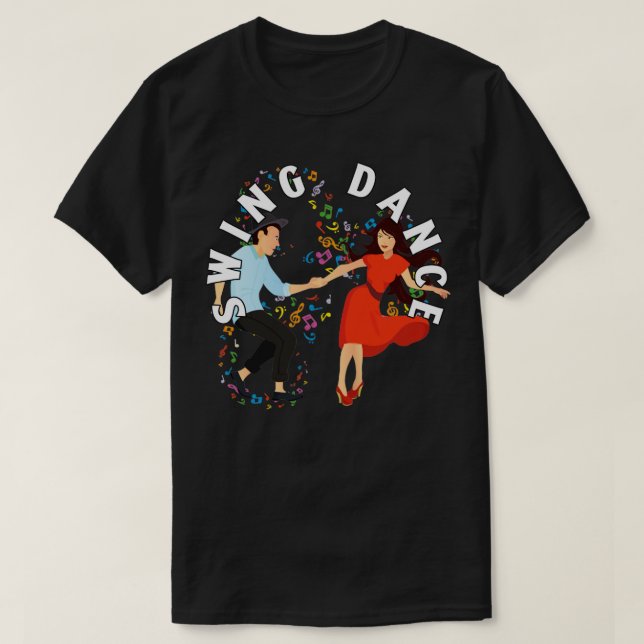 Camiseta Notas Musicais de Swing Dance (Frente do Design)