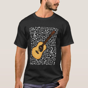 Camiseta Notas Musicais de Violão Guitarra Música Chá