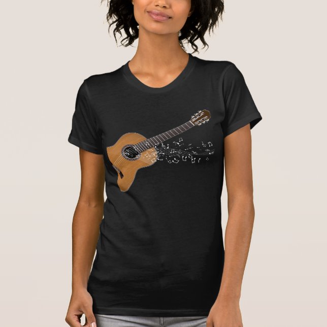 Camiseta Notas Musicais do Violão Acústico Vintage (Frente)