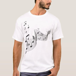 Camiseta Notas Musicais em Prata