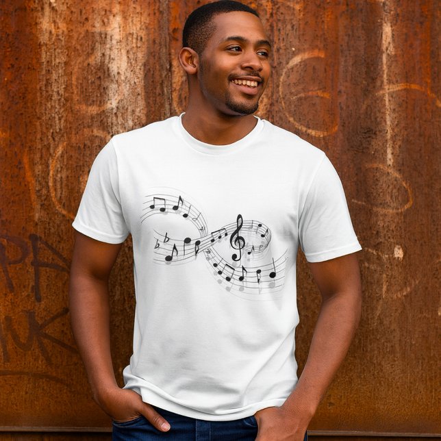 Camiseta Notas Musicais Em Uma Linha De Funcionarios Mens T (Criador carregado)