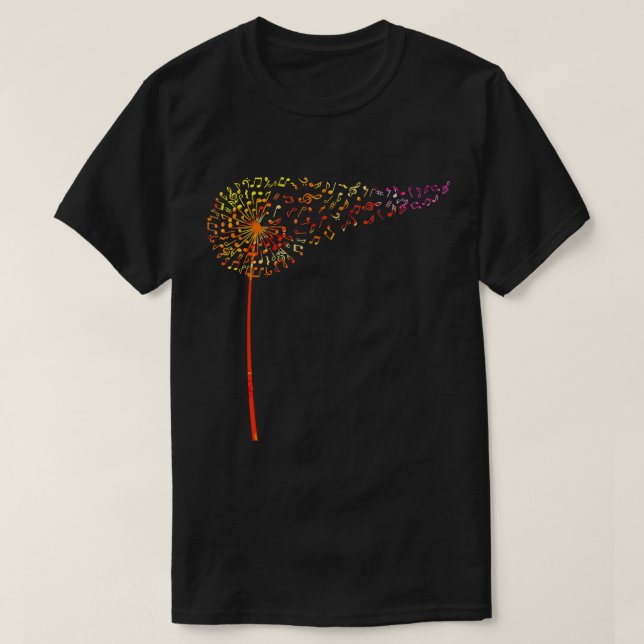 Camiseta Notas Musicais Flor Dandelion Para Homens T-Shirt (Frente do Design)