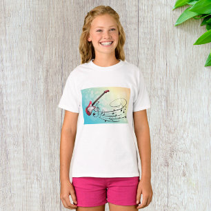 Camiseta Notas Musicais Giratórias de Guitarra Elétrica de