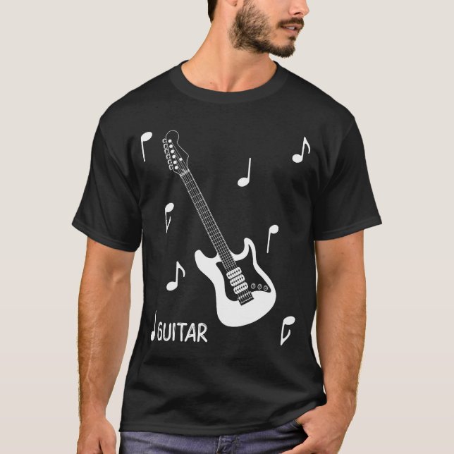 Camiseta Notas Musicais Guitarra Elétrica (Frente)