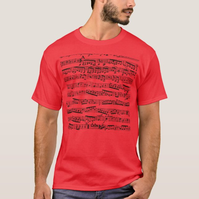 Camiseta Notas musicais preto e branco (Frente)