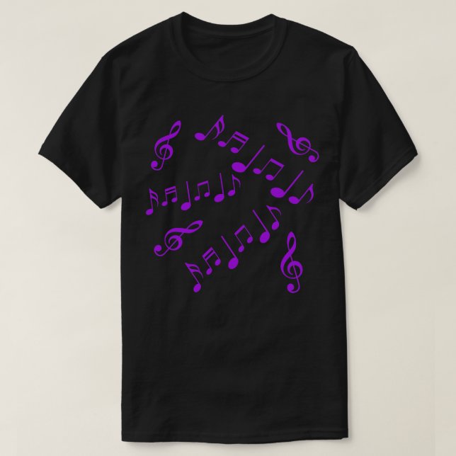 Camiseta Notas Musicais Roxas (Frente do Design)