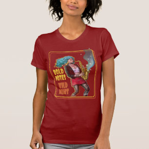 Camiseta Notas Ousadas, Coração Selvagem – Garota do Saxofo