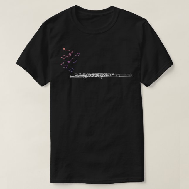 Camiseta Notes Music Sheet Transverse Flute  (Frente do Design)